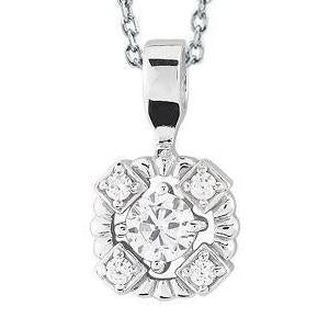 1.40 ct. Collier Pendentif Rond Réel Diamants Taille Brillant Or Blanc 14K