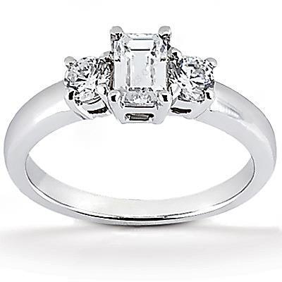1.41 Ct. Bague Réel Diamant Trois Pierres Taille Emeraude Bijoux En Or Neuf