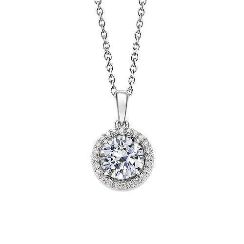 1.49 Carats Réel Diamant Rond Tenis Collier Pendentif Bijoux En Or Blanc