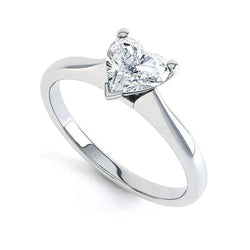 1.5 Carat Bague Réel Diamant Coeur Serti Griffes