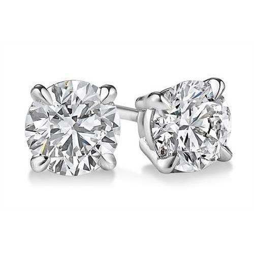 1.5 Ct. Boucles D'Oreilles En Véritable Diamant Rond Serti De Griffes En Or Blanc Massif 14K