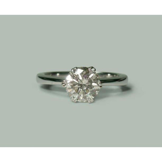 1.50 Carat Bague Réel Diamant Solitaire Ronde Or Blanc 14K Bijoux