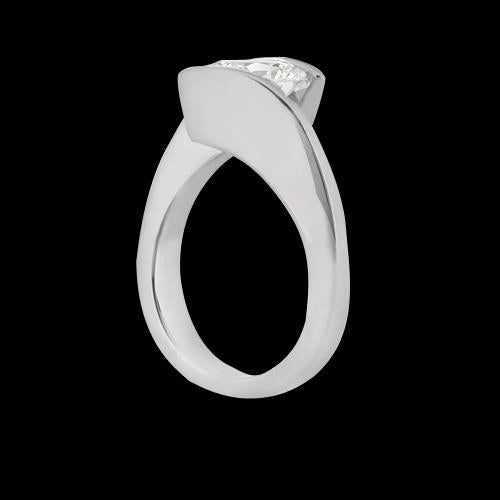 1.50 Carat Bague Solitaire Sertie Cathédrale Réel Diamant Or Blanc