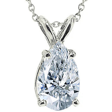 1.50 Carat Poire Réel Diamant Bijoux Pendentif Collier Or