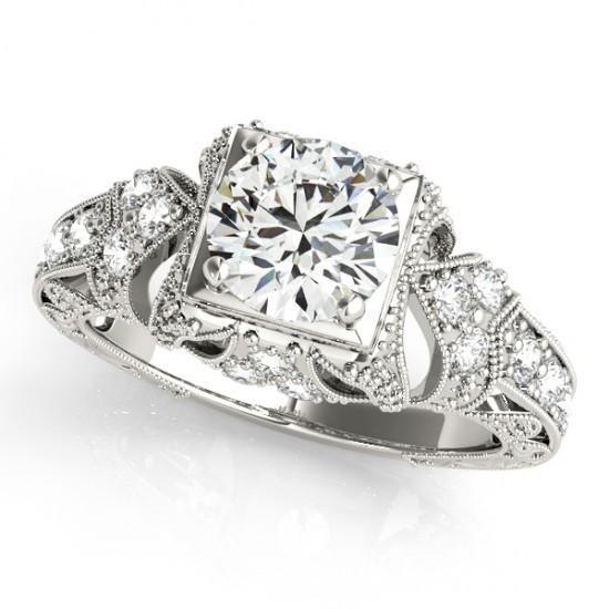 1.50 Carat Solitaire Avec Accents Réel Diamant Bague Style Vintage
