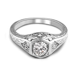 1.50 Carats Authentique Diamants Bague De Mariage Aspect Antique Or Blanc 14K