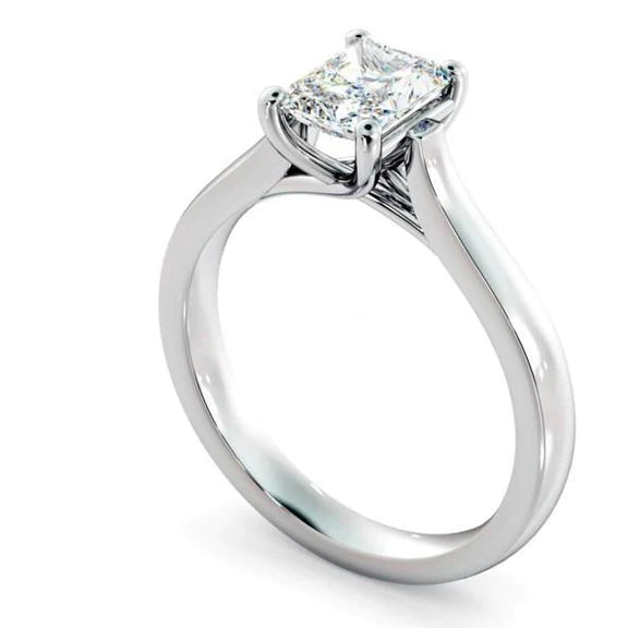 1.50 Carats Bague Solitaire Réel Diamant Taille Princesse Or Blanc