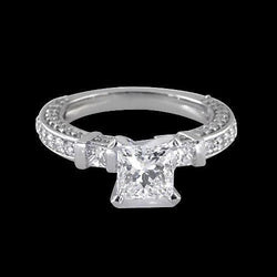 1.50 Carats Princesse Réel Diamant Trois Pierre Bague Or Bijoux Nouveau