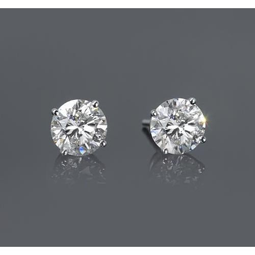 1.50 Carats Réel Diamant Boucle D'oreille Femme Quatre Griffes Or Blanc 14K F Vs1