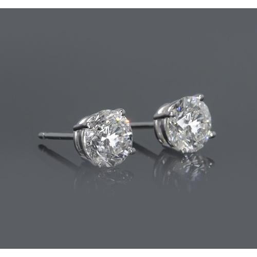 1.50 Carats Réel Diamant Boucle D'oreille Femme Quatre Griffes Or Blanc 14K F Vs1