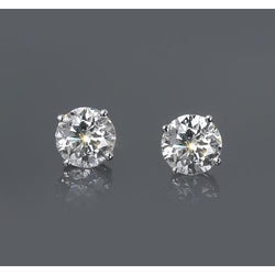 1.50 Carats Réel Diamant Boucle D'oreille Femme Quatre Griffes Or Blanc 14K F Vs1