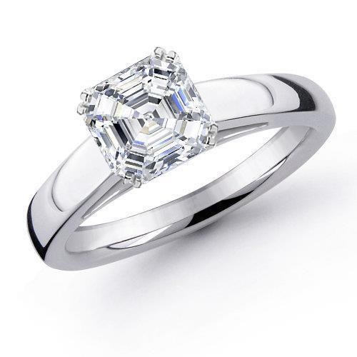 1.50 Carats Serti De Griffes Bague De mariage Réel Diamant Taille Asscher