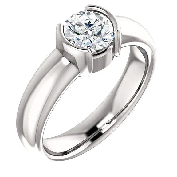 1.50 Ct. Bague Solitaire Demi-Clos Avec Réel Diamants Ronds Etincelants