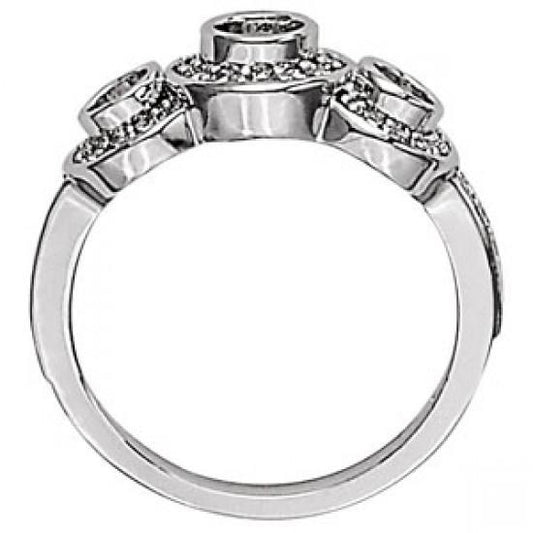 1.50 Ct. Bague de Fiançailles Fantaisie Réel Diamant Style Trois Pierres Or 14K