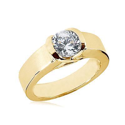 1.50 carat Bague Homme Beau Réel Diamant Or Jaune