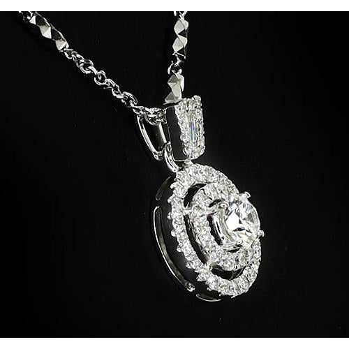 1.50 carats pendentif Réel diamant rond serti halo