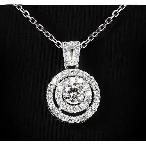 1.50 carats pendentif Réel diamant rond serti halo