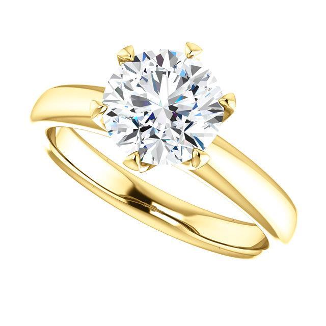 1.50 ct. Bague Solitaire Naturel Diamant Ronde En Or Jaune Brillant