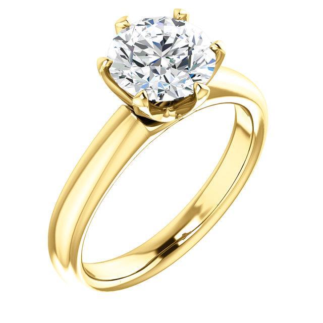 1.50 ct. Bague Solitaire Naturel Diamant Ronde En Or Jaune Brillant