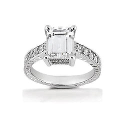 1.51 ct. Bague De Fiançailles Naturel Diamant Emeraude Bijoux De Style Antique