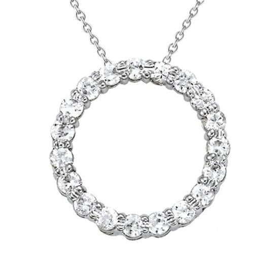 1.55 Ct. Pendentif Cercle Naturel Diamant Rond Sans Chaîne Or Blanc 14K