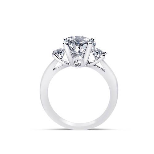 1.61 Carat Réel Diamants Ronds 3 Bijoux De Bague De Fiançailles De Style Pierre