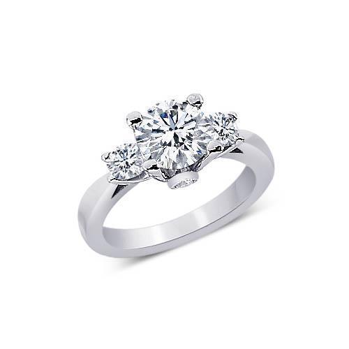 1.61 Carat Réel Diamants Ronds 3 Bijoux De Bague De Fiançailles De Style Pierre
