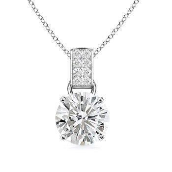 1.65 Carats Pendentif Réel Diamant Solitaire Rond Or Blanc Joaillerie Fine