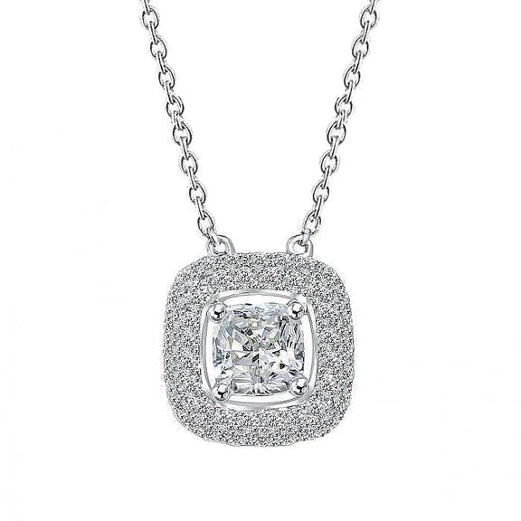 1.75 Carats Réel Diamant Dames Collier Halo Pendentif Or Blanc 14K