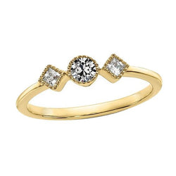 1.75 Carats Trois Pierres Princesse & Bague Ronde En Naturel Diamant Taille Ancienne Mine