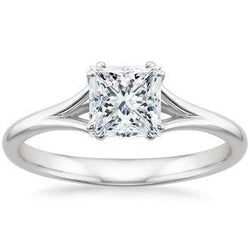1.75 Ct Solitaire Réel Diamant Taille Princesse Bague Anniversaire Or Blanc 14K