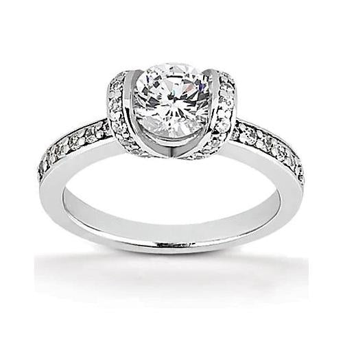 1.75 Ct. Bague Solitaire Réel Diamant Serti Clos Nouveau