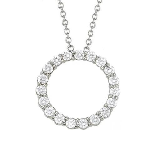 1.75 ct. Collier Pendentif Véritable Diamant Rond Sans Chaîne Or Blanc 14K