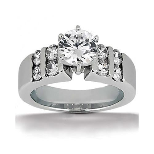 1.80 Ct. Bague De Fiançailles Solitaire Avec Réel Diamants Ronds Et Accents