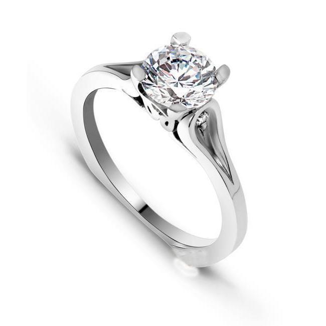 1.85 Carats Bague Solitaire Réel Diamant Taille Ronde Or Blanc 14K Nouveau