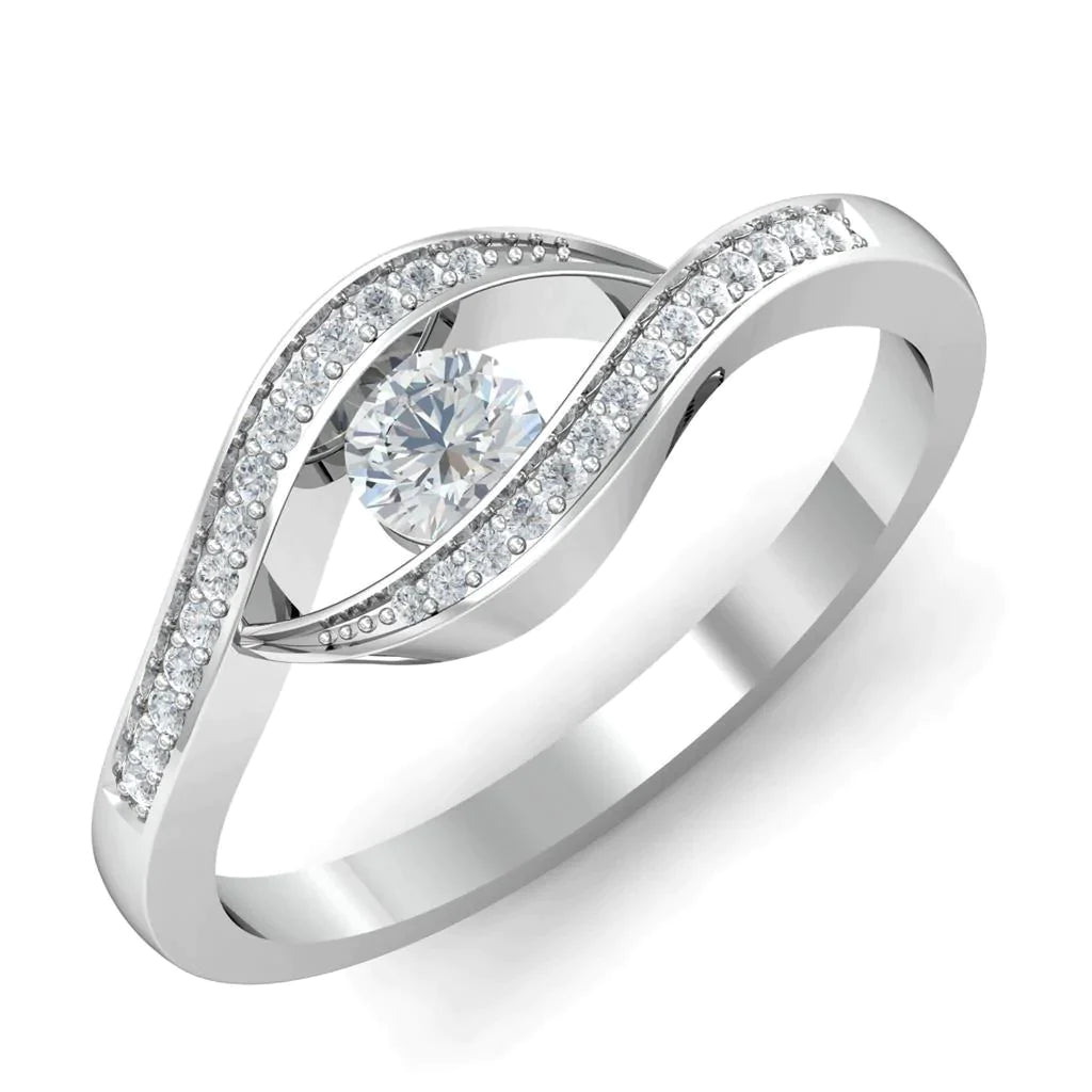 1.85 Ct Tension Comme Réel Diamants Ronds Alliance Or Blanc