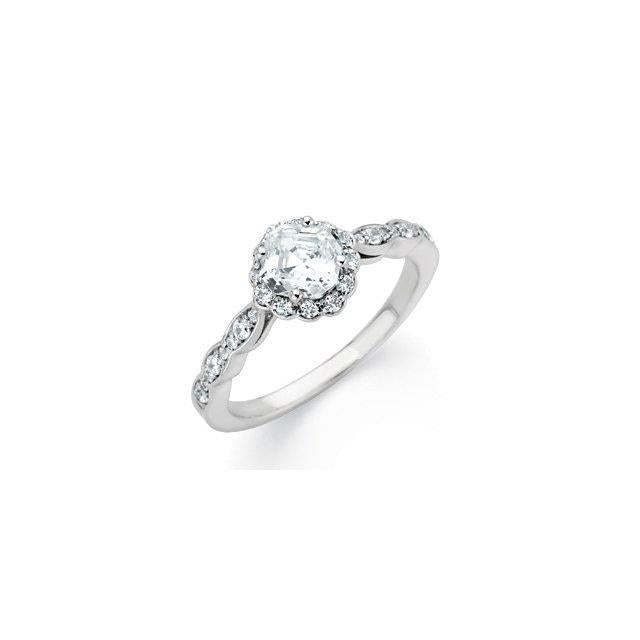 1.86 Ct. Bague De Mariage Halo De Réel Diamants Brillants Ronds Asscher