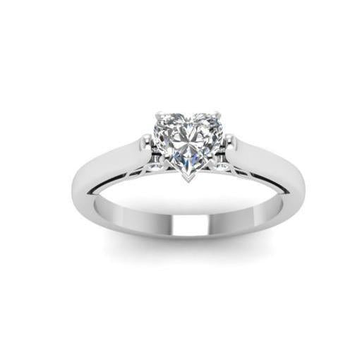 1.95 ct. Bague Anniversaire Coeur Et Réel Diamant Rond Or Blanc 14K