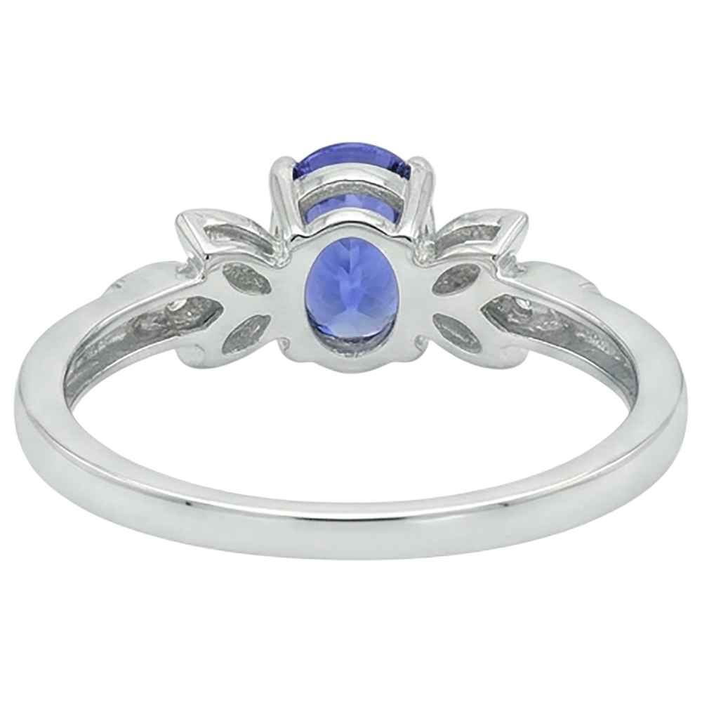 Bague avec Gemme Or 14K Blanc avec Tanzanite Bleue – vue arrière