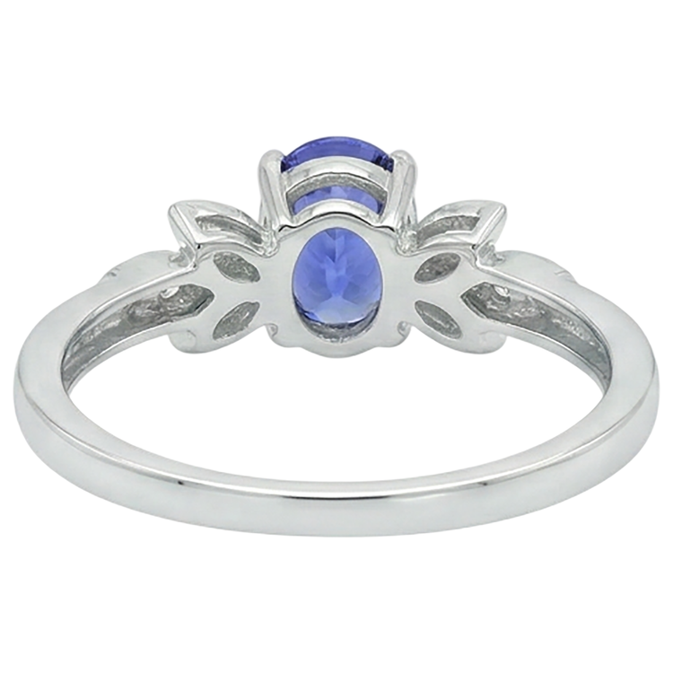 Bague avec Gemme Or 14K Blanc avec Tanzanite Bleue – vue arrière