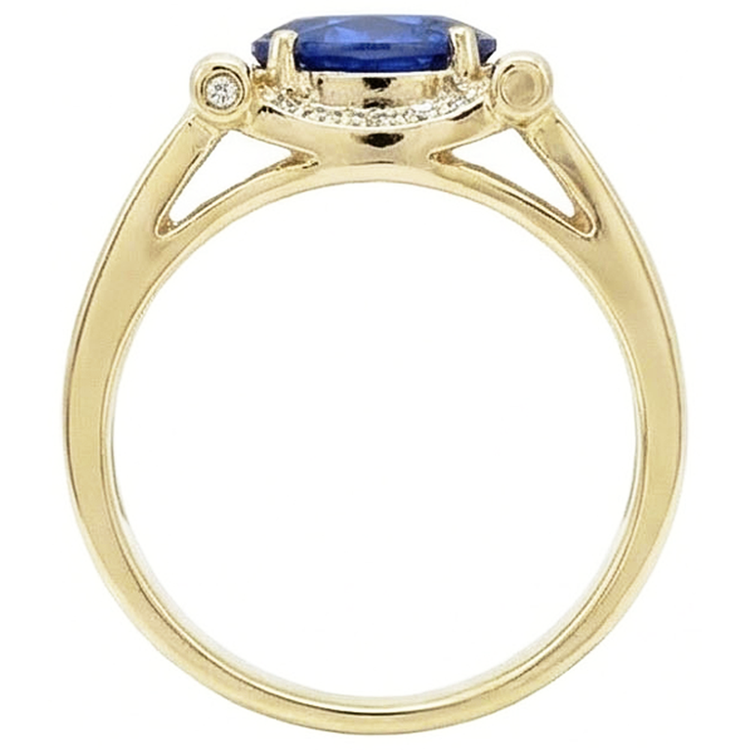 2.26 Carats Diamant Naturels Extraits des Mines ( et non cultivés en laboratoire ) Ceylan Saphir Bague Homme Bijoux Or 14K