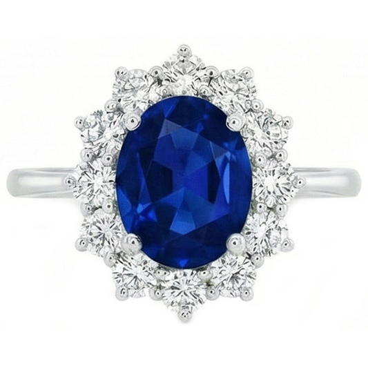 naturel oval diamant 2.40carats bague angle de côté