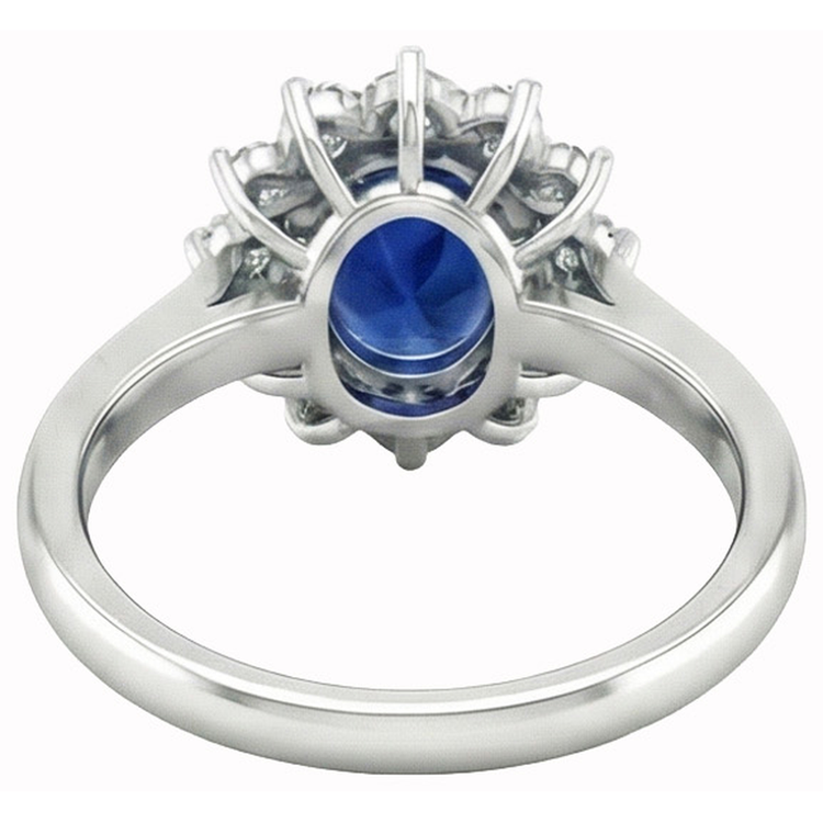 2.45 carats ovale saphir de Ceylan avec bague de mariage diamants14K