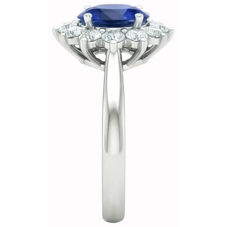 2.45 carats ovale saphir de Ceylan avec bague de mariage diamants14K