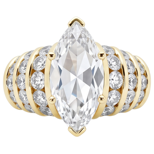 2.5 Carats Bague De Fiançailles Réel Diamants Naturels Extraits des Mines ( et non cultivés en laboratoire ) Marquise Diamants Naturels Extraits des Mines ( et non cultivés en laboratoire ) Or Jaune
