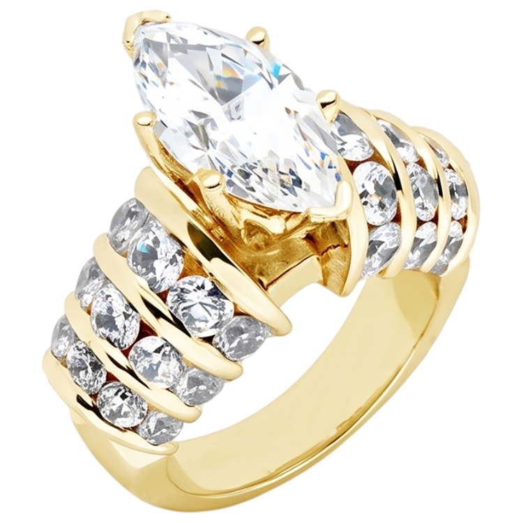 2.5 Carats Bague De Fiançailles Réel Diamants Naturels Extraits des Mines ( et non cultivés en laboratoire ) Marquise Diamants Naturels Extraits des Mines ( et non cultivés en laboratoire ) Or Jaune