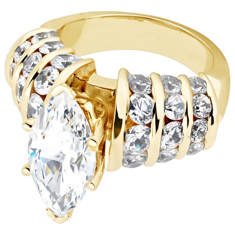 2.5 Carats Bague De Fiançailles Réel Diamants Naturels Extraits des Mines ( et non cultivés en laboratoire ) Marquise Diamants Naturels Extraits des Mines ( et non cultivés en laboratoire ) Or Jaune