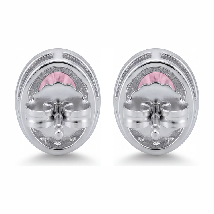 Boucles d'oreilles pendantes en diamant rose de laboratoire 2,5 carats, Halo ovale, Or Blanc 14 carats