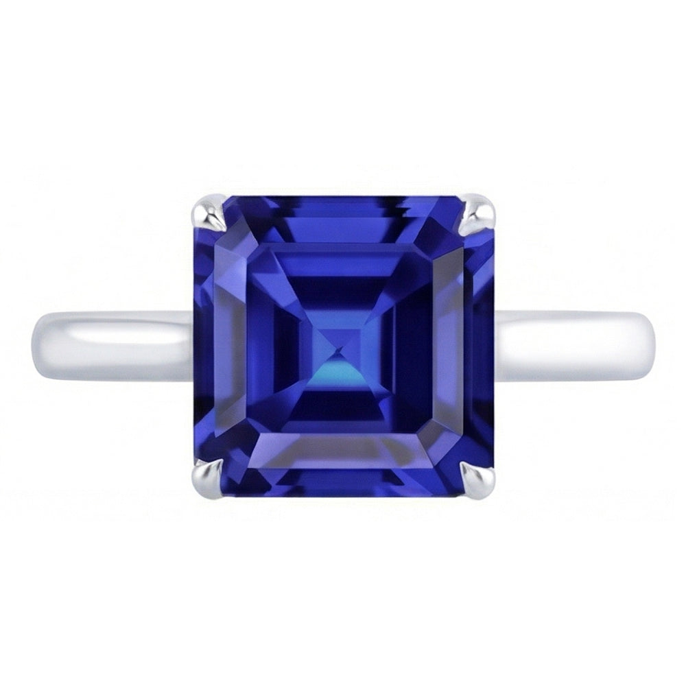naturel asscher saphir 2.50carats bague détail rapproché