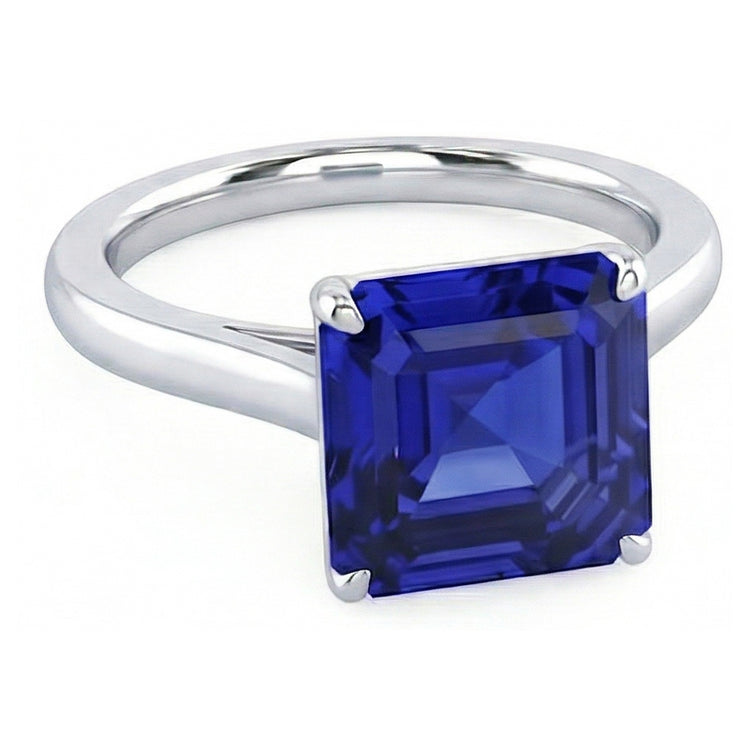 naturel asscher saphir 2.50carats bague vue de dessus